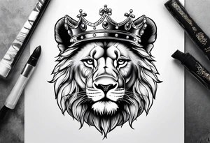 Lion cub with crown tattoo idea