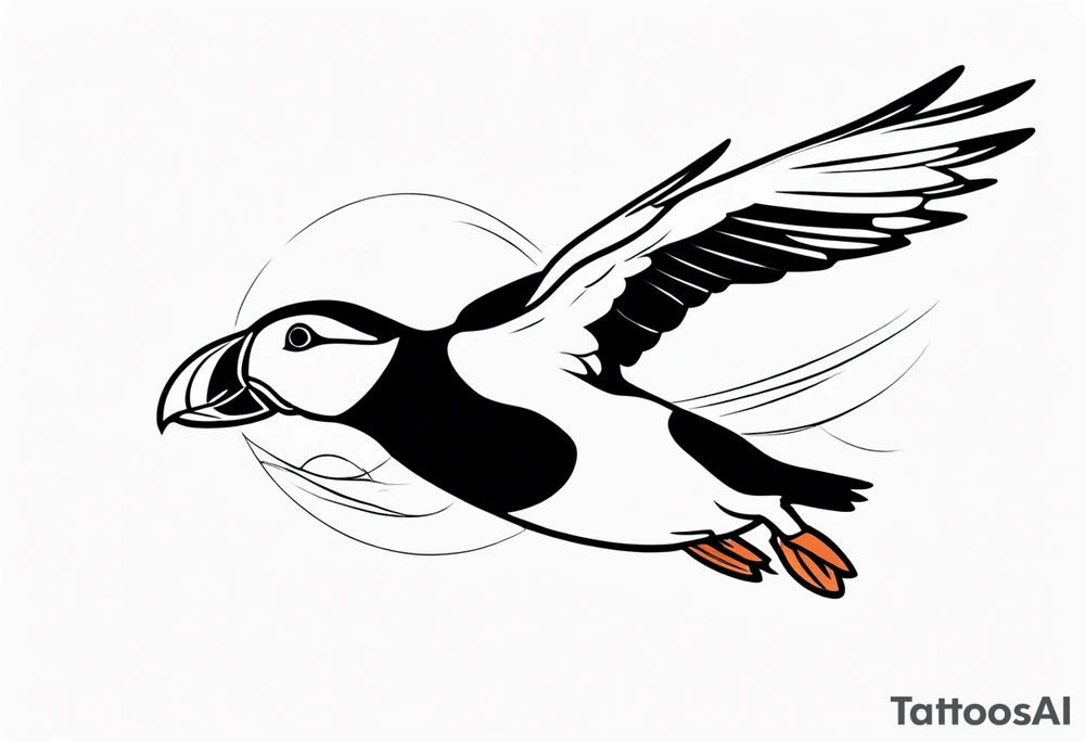 a flying puffin tattoo idea