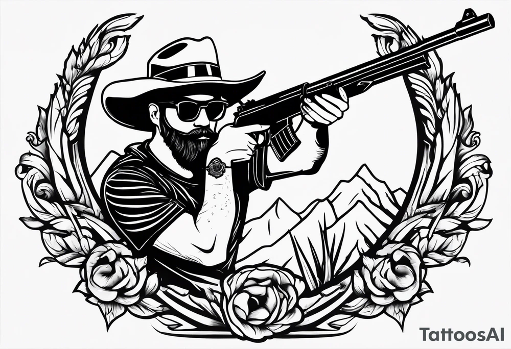 capricorn with sunglasses and shotgun tattoo idea capricorn with sunglasses and shotgun tattoo idea