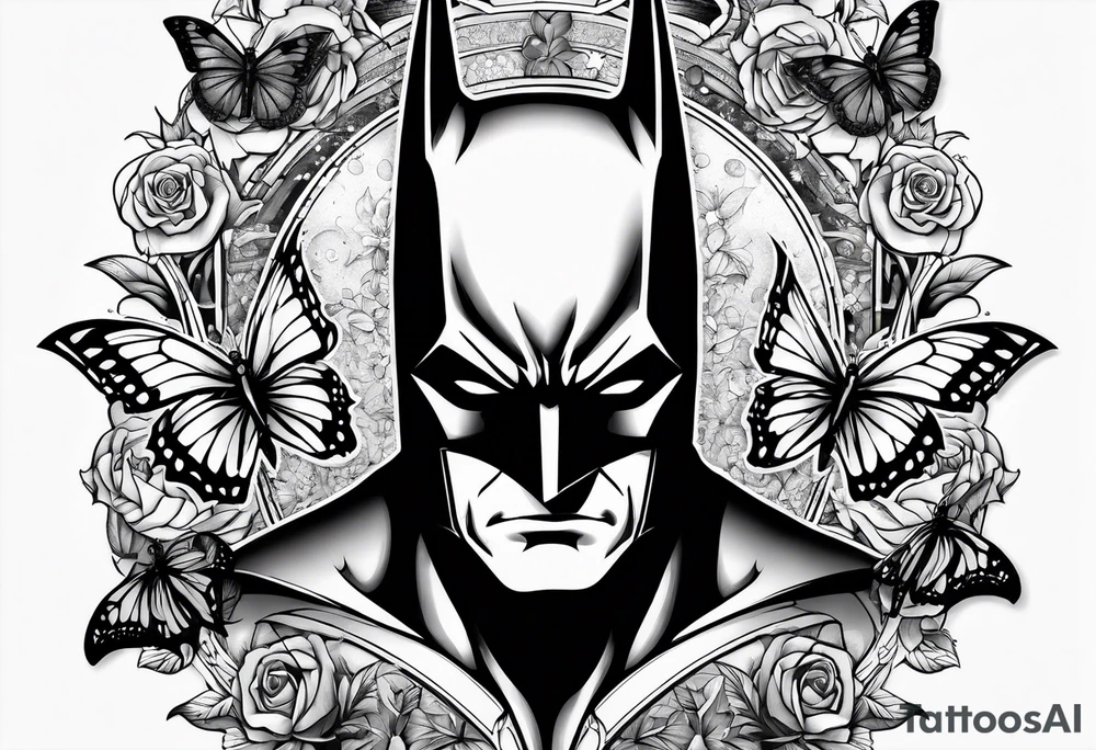 Batman and butterflies all around tattoo idea Batman and butterflies all around tattoo idea