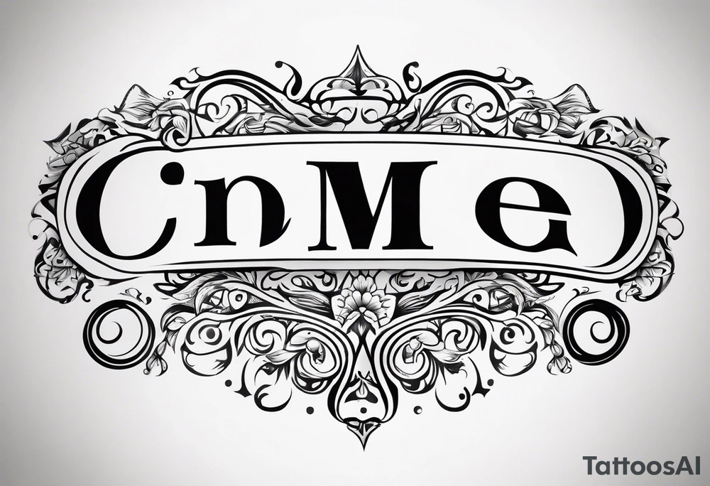 A logo type tatoo using the first name and middle name initial of my wife and three daughters: CM, AL, ER, and EG tattoo idea