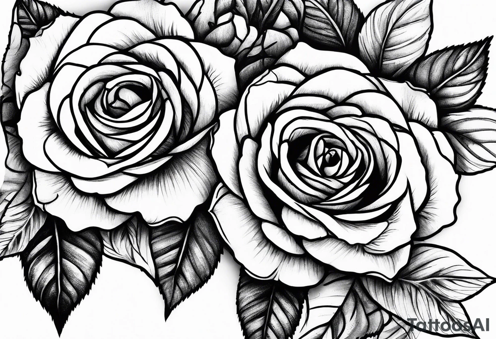 roses and leaves tattoo idea