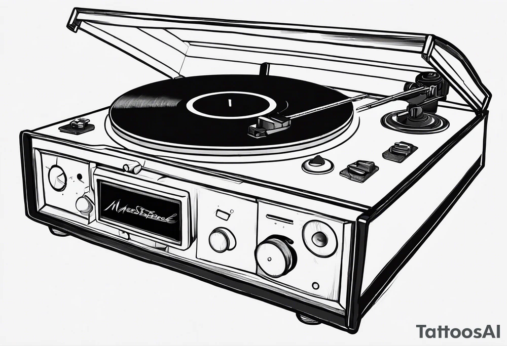 Recordplayer minimalistic fineline drawed in 2D tattoo idea Recordplayer minimalistic fineline drawed in 2D tattoo idea