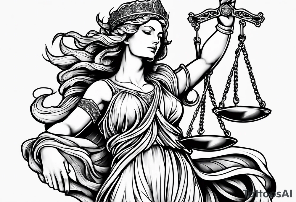 lady justice pheonix tattoo idea