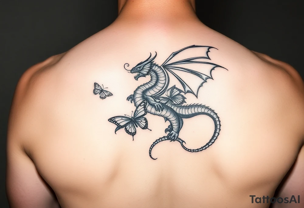 dragon made of butterflies tattoo idea