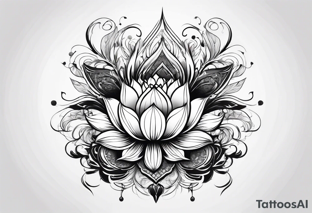 one tattoo that combines lotus flower, phoenix and helix tattoo idea