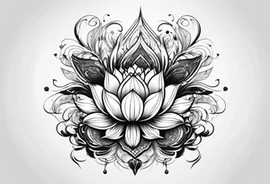 one tattoo that combines lotus flower, phoenix and helix tattoo idea