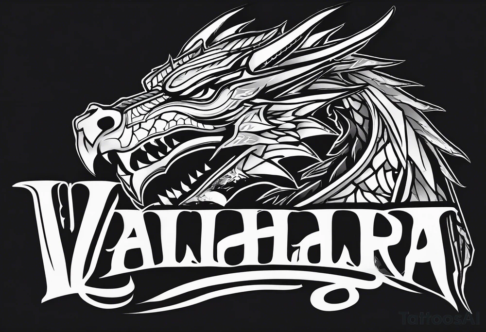 Valhalla sword dragon head tattoo idea