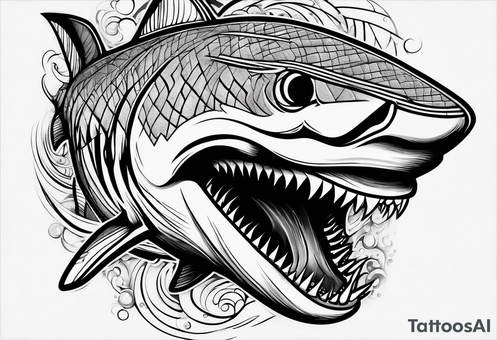 tiger shark with cool texture pattern top view tattoo idea tiger shark with cool texture pattern top view tattoo idea