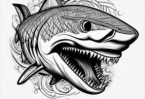 tiger shark with cool texture pattern top view tattoo idea