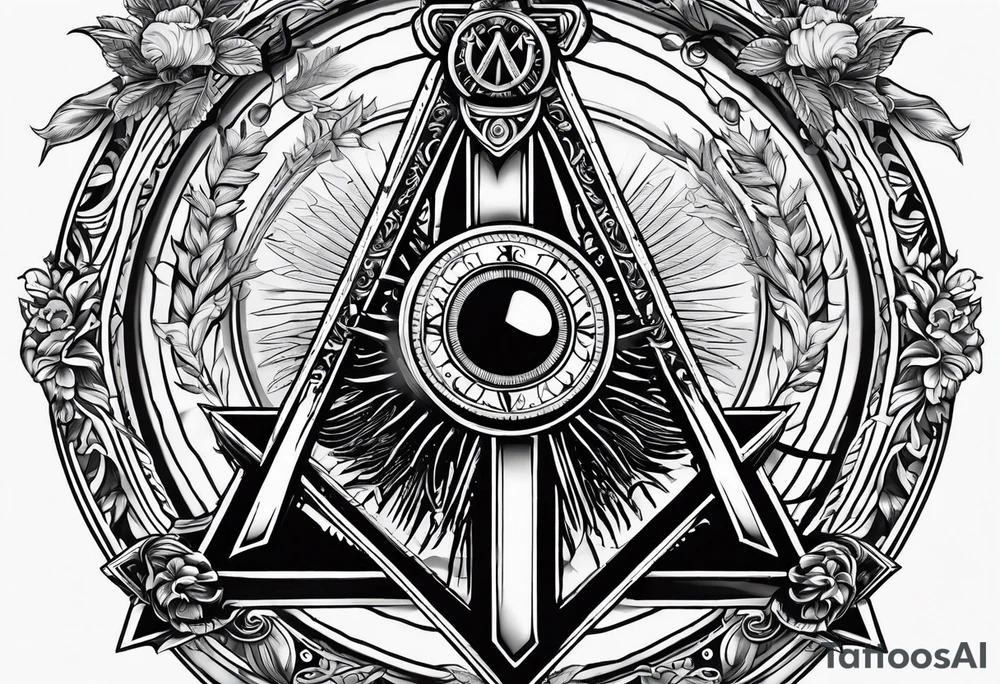 Masonic square and compass on staff of caduceus tattoo idea