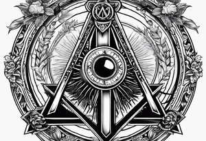 Masonic square and compass on staff of caduceus tattoo idea