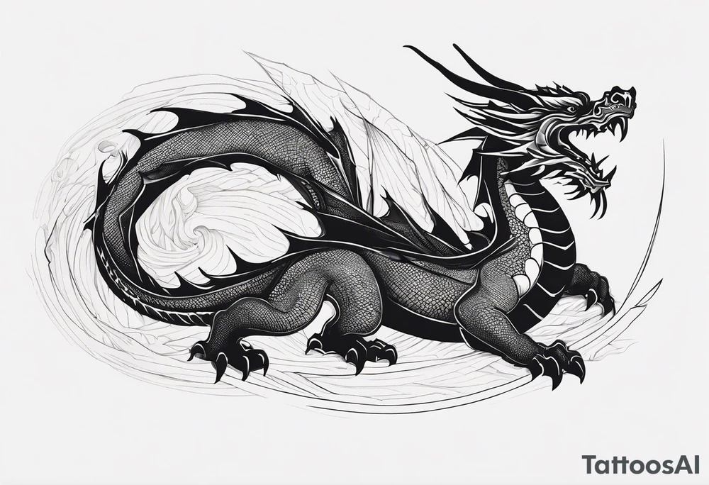Fine like dragon wrapping around the back of knee not that scary and not going all the way around the knee not very detailed tattoo idea