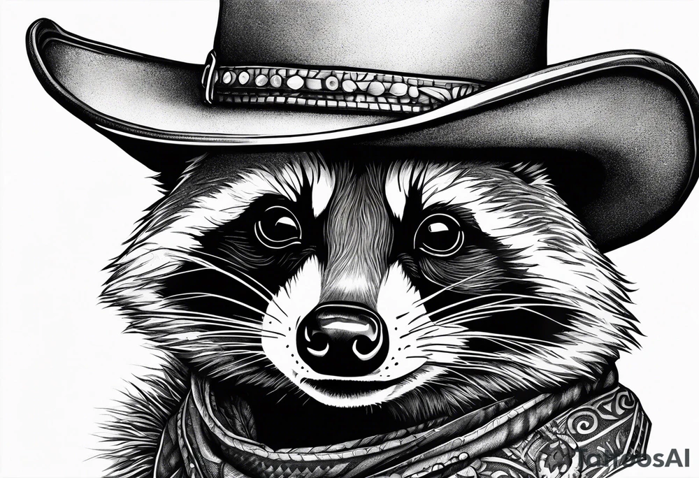Resilient raccoon in cowboy hat tattoo idea