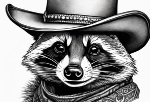 Resilient raccoon in cowboy hat tattoo idea