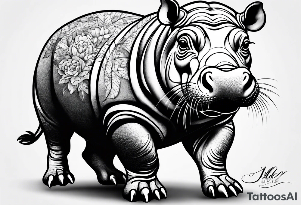 Baby hippo tattoo idea