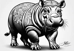 Baby hippo tattoo idea