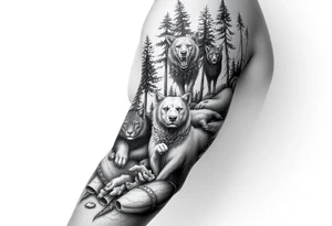 Forest with animals tattoo idea
