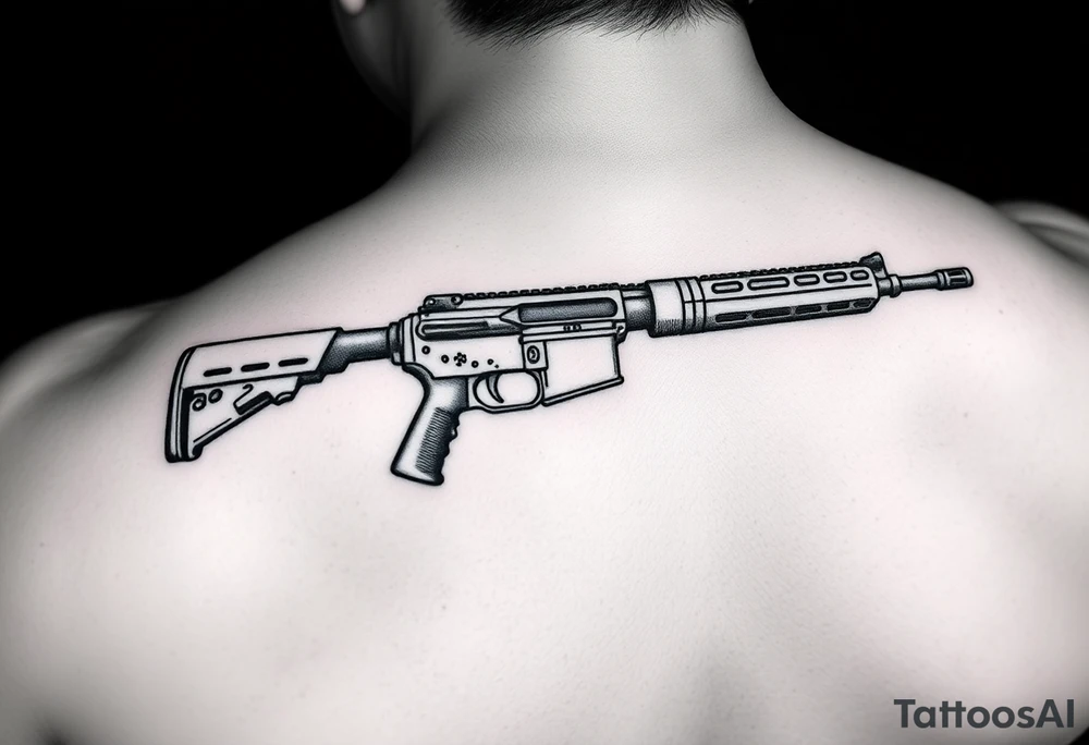Rifle with the last name ochoa inside of it tattoo idea