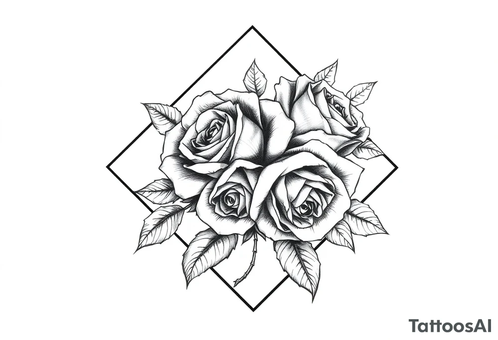 Roses inside of a diamond shape tattoo idea
