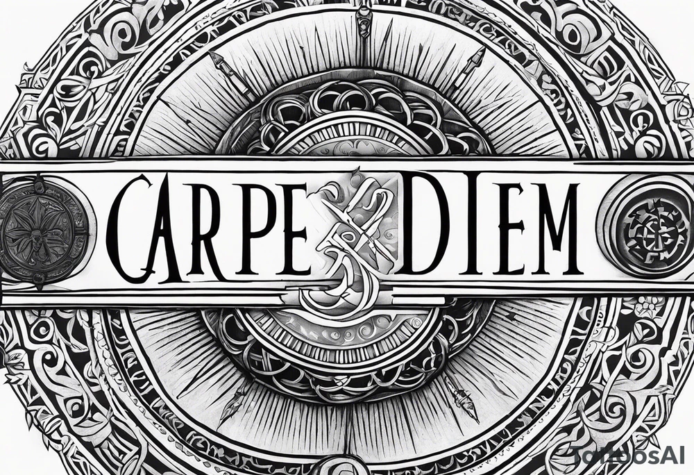 “Carpe Diem” Latin writing with Jedi order logo in the middle tattoo idea