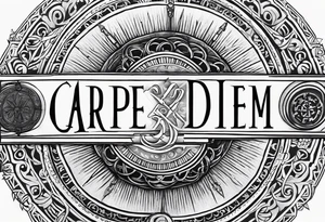 “Carpe Diem” Latin writing with Jedi order logo in the middle tattoo idea