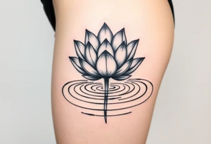 serene lotus flower emerging from sacred waters with ripples tattoo idea