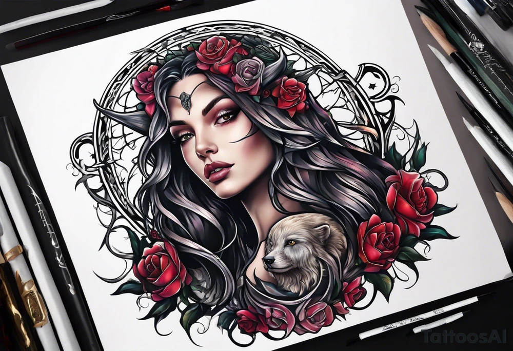 portrait of a creature animal death angel tattoo idea