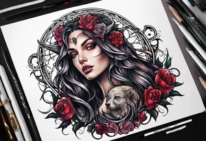 portrait of a creature animal death angel tattoo idea