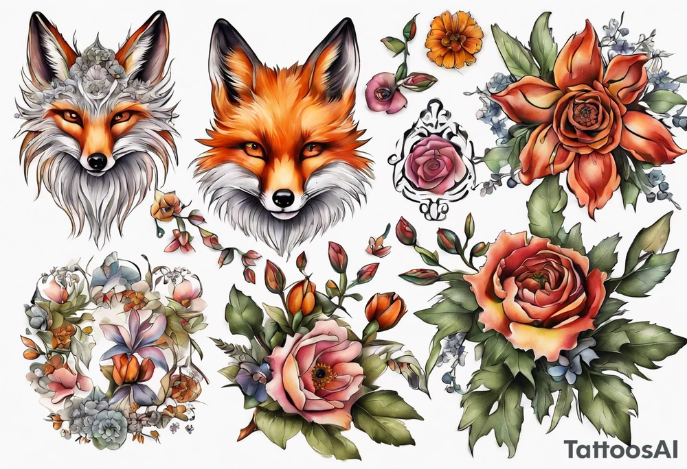 Eulenfuchs blume des lebens tattoo idea