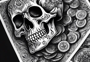 skeleton with poker chips tattoo idea