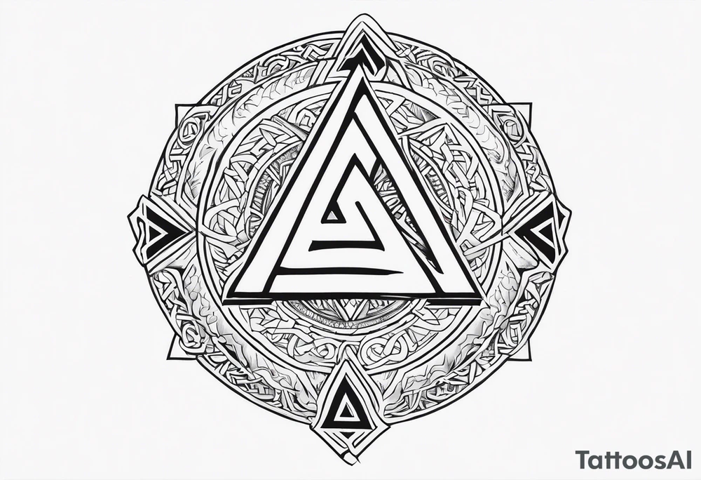 Valhalla sword shield dragon axe Valknut helm of awe tattoo idea