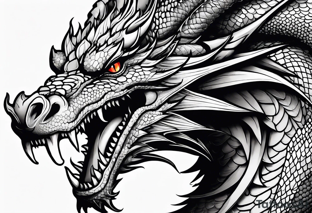 Dragon out of single line tattoo idea