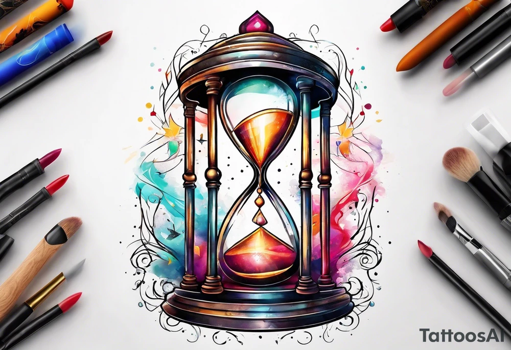 hourglass with little girl dancing tattoo idea