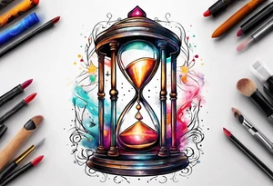 hourglass with little girl dancing tattoo idea