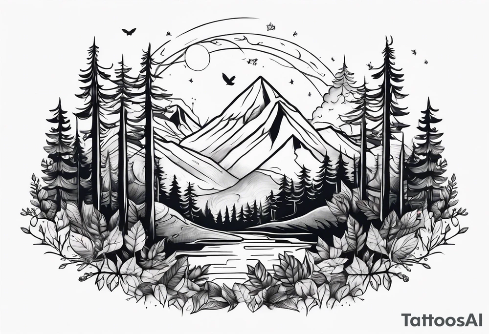 Wild forest for a chest tattoo tattoo idea