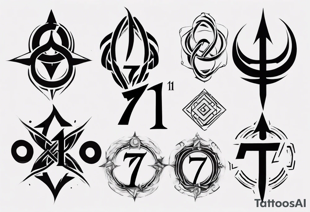 Merge in one the number 7, 11 and INFINITE SYMBOL tattoo idea