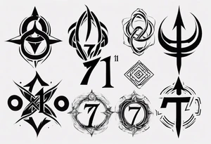 Merge in one the number 7, 11 and INFINITE SYMBOL tattoo idea