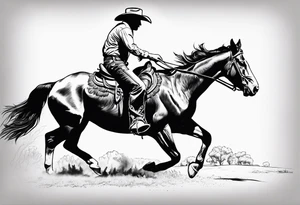 australian cowboy themed tattoo bucking horse cattle campdraft Australian stockman tattoo outline tattoo idea