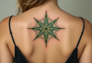 A si green eight-pointed star tattoo radiates growth, harmony, and connection to nature. tattoo idea