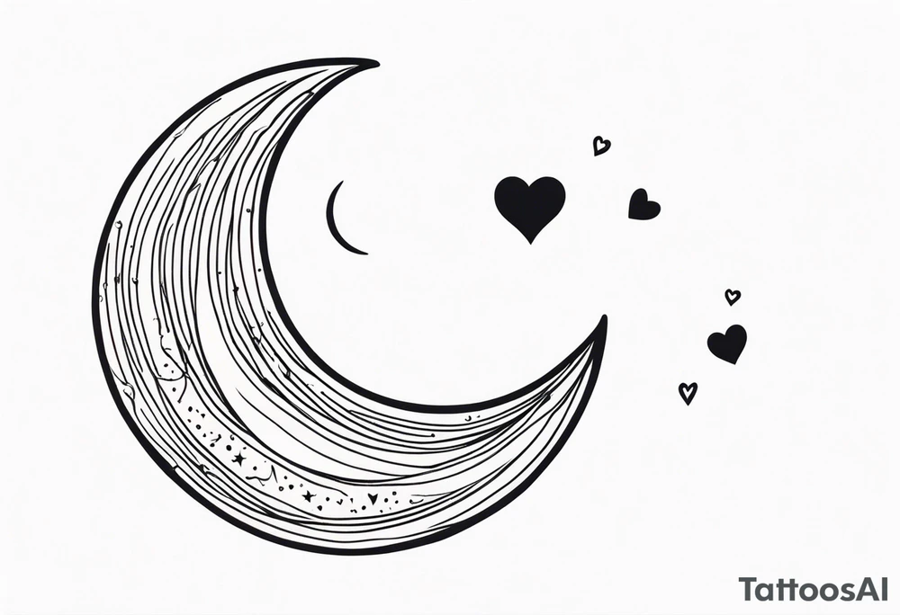minimalistic Crescent moon with a love heart inside tattoo idea minimalistic Crescent moon with a love heart inside tattoo idea