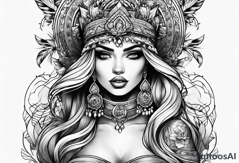 Woman in bikini tattoo idea