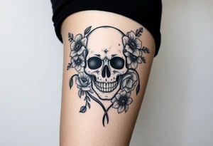 Pretty Nurse skull with peonies and honey combs tattoo idea
