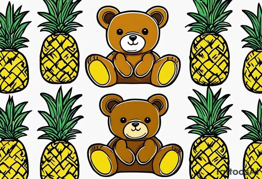 Teddy bear loves pineapple tattoo idea