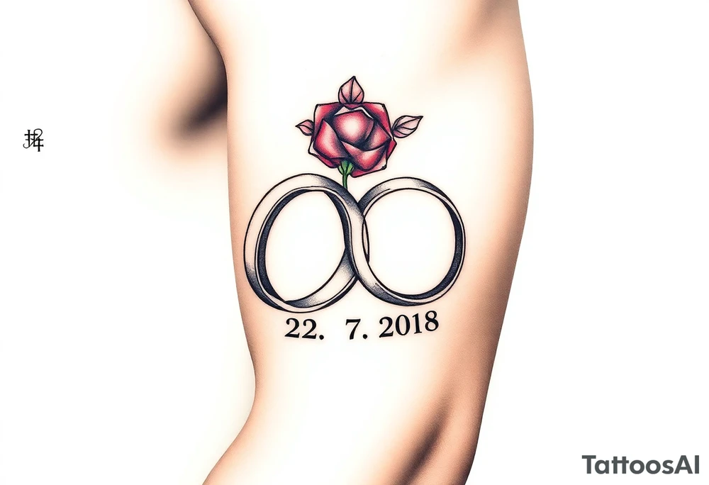 two wedding rings with date 22. 7. 2018 tattoo idea