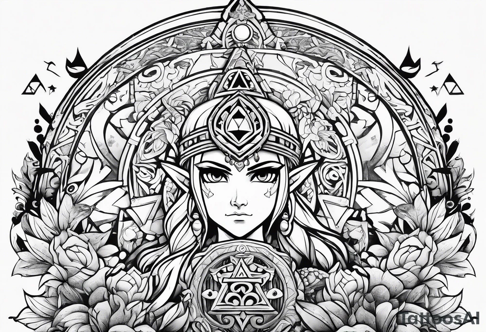 Legend Of Zelda arm sleeve tattoo idea