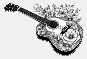 Guitar with flowers growing off the side tattoo idea