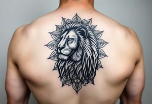 lioness with a mandala behind her tattoo idea