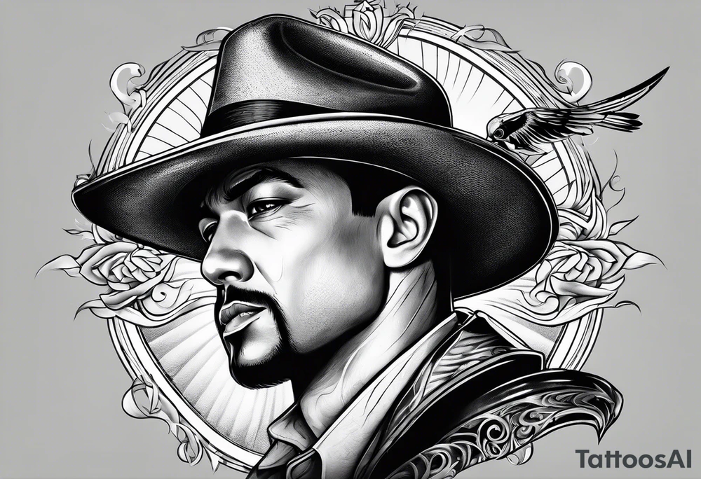 Gangster art in black and white tattoo idea