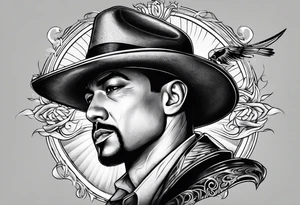 Gangster art in black and white tattoo idea